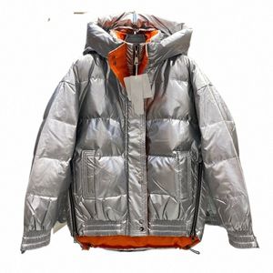 2023 Senaste FI Trend Design Sense Sier Bright Face Down Coat, Liten Short Thicked White Duck Down Coat E0DT#