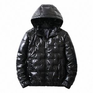 Jaquetas puffer Homens Inverno Duck Down Jackets para Homens Fi Com Capuz Brilhando Casacos Quentes Masculino Outerwear Roupas JK-871 Z8Mk #