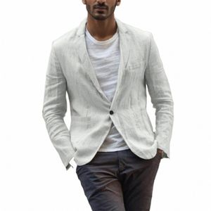 LINEN THIN BLAZER MÄNSLAG SOLID FÄRG LAPEL SUPPIAL SUPPER SOMPER SOMRE SPRING HEALKABLE LÄTT VIKTALA MANA POATS 53NT#