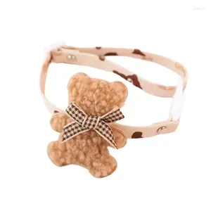 Dog Apparel Plush Flower Small Necktie Safety Pet Cat Bear Bell Buckle Products For Little Accessories Dogs Collar Necklace