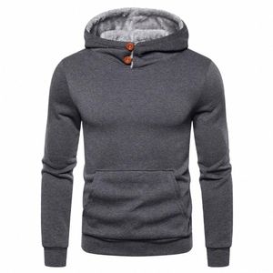 men's Autumn and Winter Trend Solid Color Dark Lg Hooded Loose Sweatshirt Coats Poler Hombre Sudaderas Hombre Y9UW#