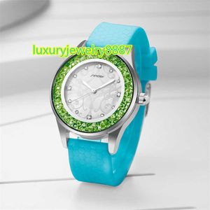 Модные женские часы с муассанитом, новые кварцевые наручные часы, роскошный бренд S9552L, женские силиконовые часы с поддельными бриллиантами