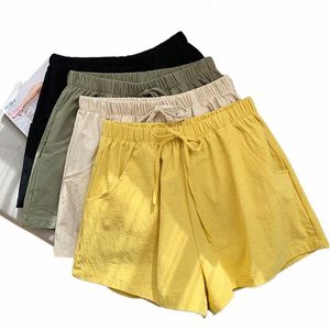 Pantaloncini di lino casual Pantaloncini da allenamento per palestra da donna Pantaloncini corti a vita alta da donna neri Pantaloncini da donna Femme Sport Femme Y5IB #