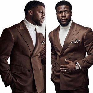 latest Luxury Brown Men Suit Set Slim fit Groomsmen Groom Wedding Dr Tuxedo Fi Designs Party Stage Blazer Pants 2 Pieces f4cL#
