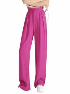 Seoulish 2022 nova cintura alta perna larga calças femininas primavera verão butts feminino elegante minimalismo em linha reta calças soltas k2ja #