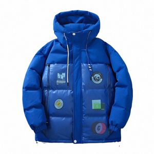 white Eiderdown Down Jacket Men Winter Hooded New High Quality Thick Warm Academy-style Loose Windproof Coats Man Dropship L3uL#