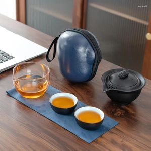 Teaware Sets Chinese Travel Portable Ceramic Tea Set Gaiwan With Pot Cups Bag For Office Home Gift Friend