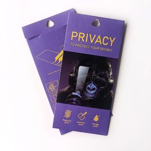 Custodia in carta viola per iPhone 15 14 13 12 11 Pro Max Mini X XS XR 7 8 6 PlusProteggi schermo per la privacy Anti-Spy Vetro temperato Ceramica Pellicola morbida Confezione per la vendita al dettaglio