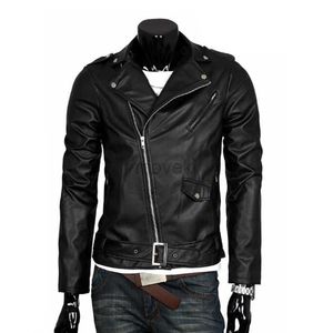 Herrläder faux läder den vandrande döda negan cosplay jacka punk män pu läderjacka motorcykel mode smal fit läderrock 240330