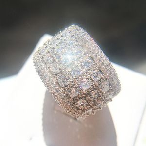 Mens Silver Diamond Stones Ring Högkvalitativt modebröllopsförlovningsringar för kvinnor240m