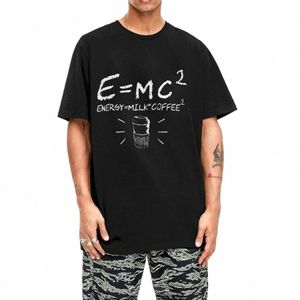 crazy E=mc2 Energy Milk Coffee T-Shirt for Men Round Neck Cott T Shirts Funny Physics Short Sleeve Tees Plus Size Clothing 29CO#