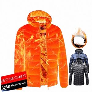 men Winter Warm USB Heating Fleece Camo Jackets Parka Thermostat Detachable Hooded Heated Waterproof Military Fans Clothing H6Ds#