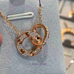 High luxury designer necklace V Gold High Version Full Sky Star Double Ring Necklace Womens Thick Plating 18K Rose Gold Fashion Light Luxury Original 1:1 With Real Logo