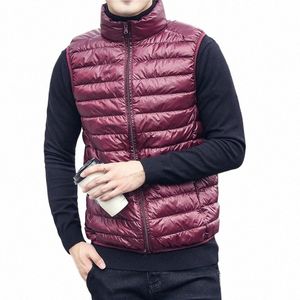 Homens Sleevel Puffer Jacket 2024 Nova Primavera Outono Leve Resistente à Água Sobretudo Empacotável Men Down Vest Coat Plus Size e4uz #