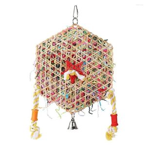 Outros suprimentos de pássaros Budgerigar Bamboo Frame Brinquedo Hexagonal Forrageamento Shredding Seguro Chewable Tédio Alívio para Periquitos Lovebirds