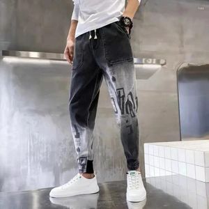 Men's Jeans Trousers With Print Harem Black Man Cowboy Pants Casual Baggy Spring Autumn Y2k Vintage Streetwear Korean Fashion Xs