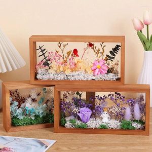 FRAMENTOS 1PC Coleção de flores Ornamento de madeira Display PO Frame seco 3D Material Decoração DIY Desktop Família decorativa Decorativa