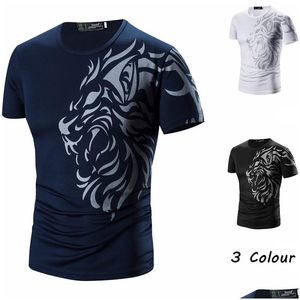 Herren-T-Shirts, Tattoo-Aufdruck, kurze Ärmel, Rundhalsausschnitt, Herren-T-Shirts, Sommer, lässig, Alltagskleidung, Kleidung, Schwarz, Weiß, Marineblau, Drop-Lieferung, Ap Dhwgu