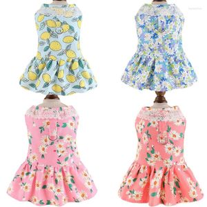 Dog Apparel Cat And Print Dress Summer Clothes Girls Shirt Pet Skirt Puppy Kitten Party Dresses For Small Medium Dogs Yorkie