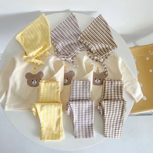 Milancel Autumn Baby Pajama Zestaw niemowląt dziewczęta śpiąca bluzka niedźwiedzia i spodnie z wysokim paskiem 2 szt. Chłopcy piżama garnitur 240325