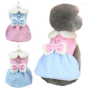 Dog Apparel Cute Sweet Princess Dress Pet Cotton Vest Winter Warm Puppy Skirt For Small Cat With D-ring Clothes Chihuahua Costumes