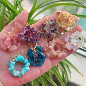 Natural Stone Earrings for Women Ore Chip Gravel Quartz Flower Tassel Statement Fluorite Opal Crystal Drop Earrings Healing