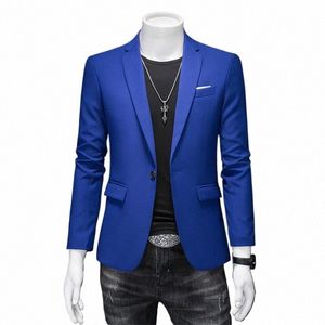 15 colori Fi giacca da uomo di alta qualità slim fit tinta unita casual busin mens blazer formale ufficio abito da sposa top J5Fs #
