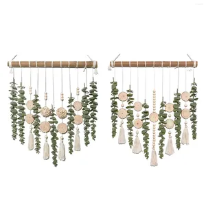 Decorative Flowers Artificial Eucalyptus Wall Hanging Decor Chic Modern Macrame Tapestry For Dining Room Bedroom Farmhouse Home Office
