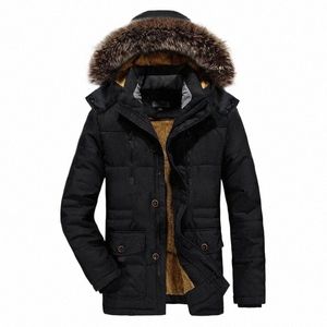 2021 Winter Jacket Mäns fleece fodrad parka pälsboat huva kappa tjock varm kappa avslappnad jacka 414v#