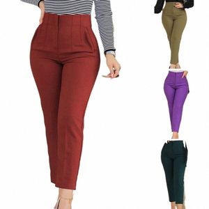 FI ColorFast 3D Cutting Pure Color Straight Formal Suit Pants Female Clothing Suit Pants Women Byxor A3Z1#