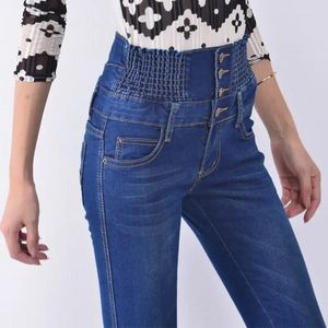 Women's Jeans Plus Size Fleece Velvet No-fleece High-waisted High-stretch Slim Fit Pencil Denim Pants 40 For 100 Kgs