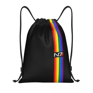 Сумки для покупок N7 Gay Pride ЛГБТ на шнурке для рюкзаков для йоги Альянс Военный рюкзак для видеоигр Mass Effect Спортивный тренажерный зал
