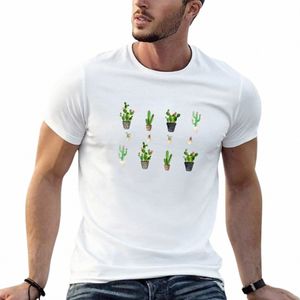 Cactus Pattern T-Shirt Camiseta anime roupas customizações simples camisetas masculinas R9j3 #