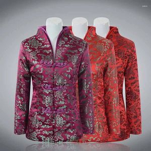Этническая одежда Элегантные топы Атласная жаккардовая куртка Cheongsam Традиционное пальто в китайском стиле Женская летняя одежда Тан Hanfu Party Qipao Bigsize