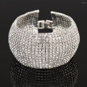 Link bransoletki Treazzy luksus 15 rzędu rhinestone pełna bransoletka kryształowa dla kobiet ślubne złoto srebrne instrukcje 163b