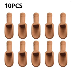 Coffee Scoops 10 Pcs Wooden Handle Small Salt Shovel Scoop Teaspoon Ground Milk Condiment Kitchen Tools Cooking