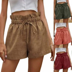 Fritid och bekväma shorts för kvinnor sommar ny hög midja spets löst breda benbyxor för kvinnor s7fp#