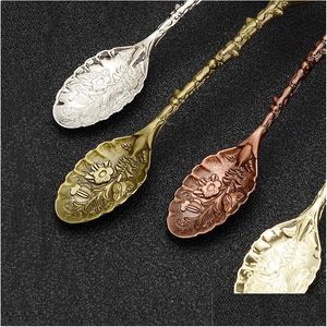 Coffee Scoops Vintage Crystal Head Royal Style Zinc Alloy Carved Mini Fruit Dessert Tea Ice Cream Spoon Mugs Retro Stirring Kitchen Se Dhqz8