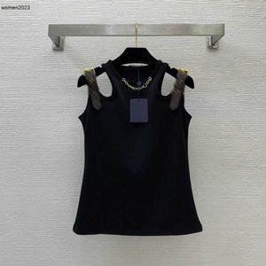 Brand vest women vests Designer shirt casual woman fashion logo women Sexy off-the-shoulder belt buckle chain decoration knitting sexy top Mar 28