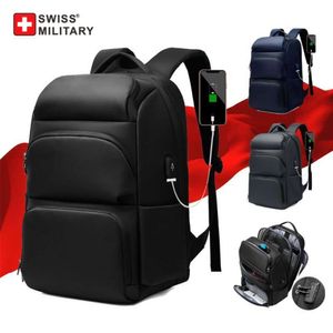 스위스 군대 남자 노트북 방지 방수 방수 캐주얼 패션 비즈니스 백팩 학교 USB 대용량 가방