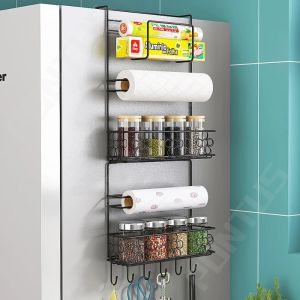 Raflar Duvar Asma Buzdolabı Yan Raf Depolama Organizatörü Mutfak Depolama Buzdolabı Raf Kağıt Havlu Tutucu Ev Duvar Rafı Kancalar