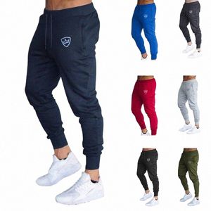 Casual Solid Color DrawString Pocket Design Slim Fit Crown Logo Pants W7XQ#