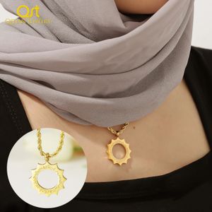 Med svårigheter kommer underlättande solhalsband kalligrafi arabiska halsband rostfritt stål guldpläterad muslimsk hänge ramadan gåva 240328