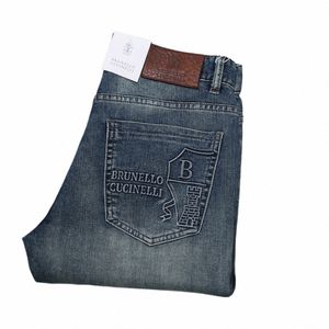 Jeans homens 2024 outono inverno novo elástico fi bordado tamanho 29-40 calças retas lg personalizado etiqueta de couro britânico y7lk #