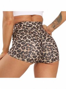 Pantaloncini sexy da donna Pantaloncini push-up da donna ad asciugatura rapida Pantaloncini da palestra a vita alta da allenamento Pantaloncini a strisce Leopard Fitn Running Z8qp #