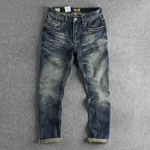 Jeans da uomo 2024 Pantaloni lunghi blu alla moda aderenti dal taglio dritto piccolo 4