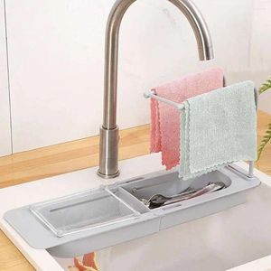 Kitchen Storage Plastic Retractable Sink Strainer Rack Practical Expandable Drainage Drain Adjustable Sponge Soap Holder Household