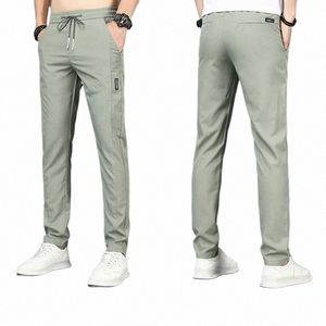 2024 New Men 's Thin Sports Pants 남성용 느슨한 피팅 스트레이트 튜브 부신 캐주얼 탄성 슬림 한도 고품질 통기성 Casu U3QJ#