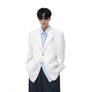 swobodny koreański kombinezon męski lekka kurtka podmiejska busin czarny biały butikowy blazer m4mt#