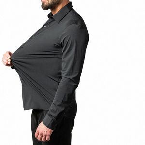 spring Men's Social Shirt Slim Busin Dr Shirts Male Lg Sleeve Casual Formal Elegant Shirt Blouses Tops Man Brand Clothes 90bo#